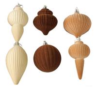 Festive European Style Christmas For Tree Ornament with Velvet Flocking Ball for Hanging, Plastic Build for Seasonal Decor (A)