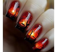 Festive Fake Nails Halloween Art Coffin Styles ABS Build Nails Light Durability Wear Accessory Length Square Nail