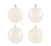 Festive Feeling 15cm Christmas Bauble 4 Pack - Large Red Shatterproof Ornaments, Matte & Glossy Finish Christmas Tree Decorations for Holiday, Home & Party Décor (White)