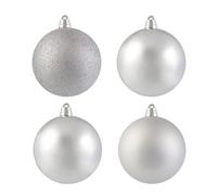 Festive Feeling 15cm Christmas Bauble 4 Pack - Large Red Shatterproof Ornaments, Matte & Glossy Finish Christmas Tree Decorations for Holiday, Home & Party Décor (Silver)