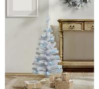 Festive Feeling 3ft Pre-Lit Artificial Christmas Tree - 20 Warm White LEDs - 82 Branch Tips - Battery Operated - White