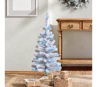 Festive Feeling 3ft Pre-Lit Artificial Christmas Tree - 20 Warm White LEDs - 82 Branch Tips - Battery Operated - Indoor Decoration, White