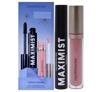Festive Finished Set by bareMinerals for Women - 2 Pc 0.3oz Maximist Phyto-Fiber Volumizing Mascara - Maximum Black, 0.13oz Mineralist Lip Gloss-Balm - Serenity