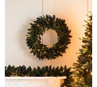 Festive Firefly Lit Christmas Wreath With Warm White Battery Lights - 60Cm