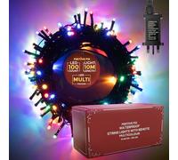 Festive Fix 10m Christmas Lights Indoor & Outdoor - 100 LED Multicoulored Waterproof Fairy Lights, Mains Powered Xmas Tree Lights with Timer & 8 Modes for Garden, Home & Christmas Decoration
