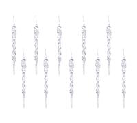 Festive Fix 10pcs Glitter Icicle Christmas Tree Decorations - 12cm Clear Droplet Baubles Set, Crystal-Style Icicles for Xmas Trees, Elegant Hanging Ornaments for Indoor Christmas Décor