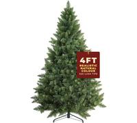 Festive Fix 4Ft Premium Artificial Christmas Tree With Metal Stand Lush Pvc Branches Easy Assembly Ideal Holiday Home Decoration