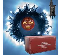 Festive Fix 50m Christmas Lights Indoor & Outdoor - 500 LED Cold White Waterproof Fairy Lights, Mains Powered Xmas Tree Lights with Timer & 8 Modes for Garden, Home & Christmas Decoration