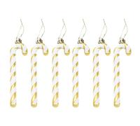 Festive Fix 6-Pack Candy Cane Baubles - Gold Glitter Candy Cane Christmas Decorations, Hanging Tree Ornaments - Xmas Candy Canes Christmas Tree Decorations