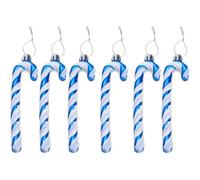 Festive Fix 6 Pack Navy Glitter Candy Cane Christmas Decorations Premium Plastic Hanging Ornaments For Tree Holiday Home Decor