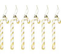 Festive Fix 6 Pack Unique Gold Glitter Candy Cane Christmas Decorations Premium Plastic Candy Ornaments With Hanging Thread Decor