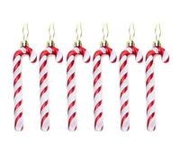 Festive Fix 6-Pack Unique Red Glitter Candy Cane Christmas Decorations - Premium Plastic Candy Ornaments with Hanging Thread, Sparkling Holiday Decor for Parties & Festive Home Display