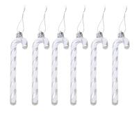 Festive Fix 6-Pack Unique Silver Glitter Candy Cane Christmas Decorations - Premium Plastic Candy Ornaments with Hanging Thread, Sparkling Holiday Decor for Parties & Festive Home Display
