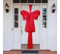 Festive Fix 9M Red Organza Christmas Door Bow Kit - Large, Soft & Durable Red Door Bow, Tree, or Fireplace Decoration - Elegant Holiday Decor for Christmas - Ideal for Indoor & Outdoor Use