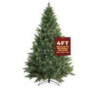 Festive Fix Artificial Christmas Tree 4FT - 320 Tips Lush Green Xmas Tree with Bushy PVC Branches, Metal Stand, Easy Assembly - 4 Foot Christmas Tree for Holiday Décor