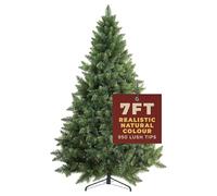 Festive Fix Artificial Christmas Tree 7FT - 950 Tips Large Bushy Green Xmas Tree with PVC Branches, Strong Metal Stand - Easy Assembly 7 Foot Christmas Tree for Holiday Décor