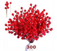 Festive Fix Christmas Holly Berries 300 Pack Red Artificial Berry Picks For Wreaths Garlands Trees And Holiday Craft Decorations