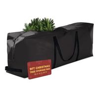 Festive Fix Christmas Tree Bag - 3pc Storage Bag Set for Tree, Decorations & Lights - Multipurpose Heavy-Duty Waterproof Material with Reinforced Handles & Zippers (9ft Festive Classic Black Tree Bag)