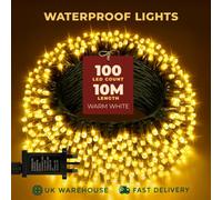 Festive Fix Christmas Tree Lights 10M 100 Led Waterproof Light For Indoor & Outdoor Xmas Decoration With Timer & 8 Modes