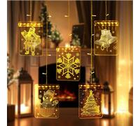 Festive Fix Christmas Window Light 54 Led 3D Square Pendant Usb Powered Water-Resistant String Lights Indoor & Outdoor Xmas Decor