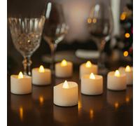 Festive Fix Flameless Led Tea Light Candles 12 Pack Flickering Warm White Battery Operated Long Lasting 100 Hours For Christmas De