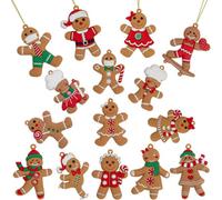 Festive Fix Gingerbread Christmas Tree Ornaments 15 Pack Hanging Decorations For Xmas Tree Wreaths Gifts Home Holiday Decor