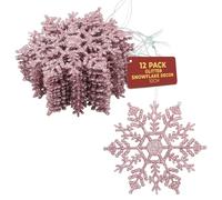 Festive Fix Hanging Glitter Snowflake Decorations Pack of 12-10cm Christmas Ornaments in Multi Colours - Easy to Hang Stunning Decor for Indoor and Outdoor Festivities