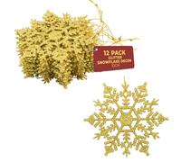 Festive Fix Hanging Glitter Snowflake Decorations Pack of 12-10cm Christmas Ornaments in Multi Colours - Easy to Hang Stunning Decor for Indoor and Outdoor Festivities