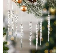 Festive Fix Icicles Decorations with Strings Acrylic Icicles Christmas Tree Decorations, Elegant Icicle Hanging Ornaments for Xmas Trees, Weddings, Parties & Festive Displays 12 Pcs 13cm