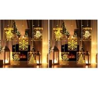 Festive Fix LED Christmas Window Lights Square - 54 LED 3D Acrylic Hanging Santa, Snowflake, Bells & Tree Designs, USB-Powered Light Up Xmas Window Decorations for Indoor & Outdoor Displays