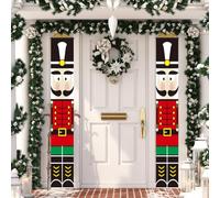 Festive Fix Life Size Nutcracker Christmas Banners - Set of 2 5ft Christmas Door Decorations, Waterproof & Fade-Resistant Outdoor Xmas Decor, Nutcracker Soldiers for Porch or Wall Display