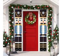 Festive Fix Life Size Nutcracker Christmas Banners - Set of 2 5ft Christmas Door Decorations, Waterproof & Fade-Resistant Outdoor Xmas Decor, Nutcracker Soldiers for Porch or Wall Display