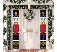 Festive Fix Life Size Nutcracker Christmas Banners - Set of 2 5ft Christmas Door Decorations, Waterproof & Fade-Resistant Outdoor Xmas Decor, Nutcracker Soldiers for Porch or Wall Display