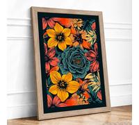 Festive Floral Tapestry Botanical Framed Wall Art Print A1 (84.1×59.4cm) Oak, Wall Decor for Living Room, Bedroom, Office & Home, Ready to Hang, Art Gift