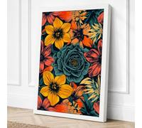 Festive Floral Tapestry Canvas Wall Art Print 24x16 Inch (61 x 41 cm)