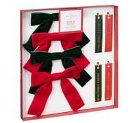 Festive Folklore Bow & Tag Set 8pc - Red & Green - The Perfect Wrapping Essentials to Add to Your Presents that Will Bring Joy to Your Loved Ones - Includes: 4 X Bows, 4 X Tags