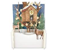 Festive Forest Animal Treehouse 3D Pop Up Christmas Greeting Card by Alljoy Card XPOP018