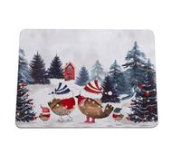 Maison & White Festive Forest Friends Placemats set of 4 | M&W | Christmas Robins with Festive Hats | Reusable Dinning Mats | Cork Backed | Heat Resistant | Tablewear
