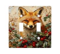 Festive Fox Light Switch Cover Plate, Winter Holiday Decor with Fox Design, Thermoplastic Wall Plate, Standard Size for Home Accents Double Toggle