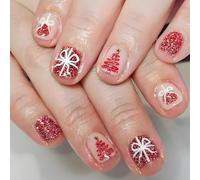 Festive French Snowflake Press On Nails False Nails For Christmas Celebrations Comfortable Full Covers Stick On Easy Wear Christmas Nail Set