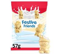 Festive Friends White Chocolate Sharing Bag 57g - Creamy White Filling with Crispy Pieces - 12 Pack - Perfect Christmas Stocking Filler or Festive Treat - Mb