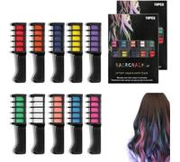 Festive Fun Hair Chalk Combs, 10 Color Hair Chalk for Girls, Temporary Hair Color Dye, Easy Washable, Skin-Safe Materials, Hair Color Combs for Christmas Birthday Party Cosplay DIY (2box)