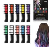 Festive Fun Hair Chalk Combs, 10 Color Hair Chalk for Girls, Temporary Hair Color Dye, Easy Washable, Skin-Safe Materials, Hair Color Combs for Christmas Birthday Party Cosplay DIY (1box)