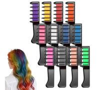 Festive Fun Hair Chalk Combs,Temporary Glitter Hair Colors Chalk Combs,Colorful Washable DIY Color Dye,Instant Color Comb Washable Quick Dry Vibrant Temporary Color,Skin Safe Materials (12PCS)