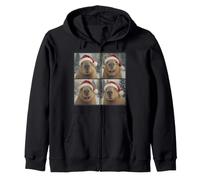 Festive Fun Santa Capybara Christmas Zip Hoodie