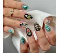 Festive Gel, ABS Materials, Christmas Art Tools with File & Adhesive Stickers Festive Fake Nails with Nails File