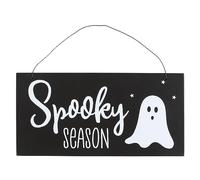 Festive Ghost-themed Hanging Sign | Halloween Decor & Year-round Spooky Atmosphere Decoration | Cute & Creepy 'Spooky Season' Plaque with Friendly Ghost Graphic
