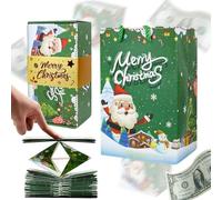 Festive Gift Box - Money Envelope for Holiday Surprise | Paper with Folding Bouncing Design, Red Green Container for Kids Teens Boys Girls Birthday Valentines Day Christmas
