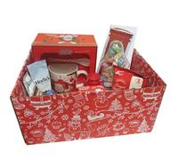 Festive Gift Box with Tea, Mug, Sweets, Hot Chocolate, and More - Perfect Holiday Treat Hamper for Family and Friends