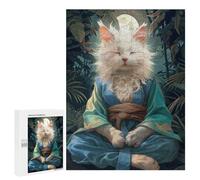 Festive Gift for Adults: Cat Monk Meditate Mystic, 500 PCS, Adult Tabletop Puzzle; for Shared Table Time